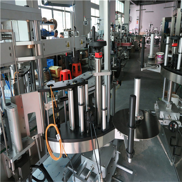 Maszyna do dwustronnego etykietowania butelek plastikowych / szklanych, etykieciarka do butelek kwadratowych